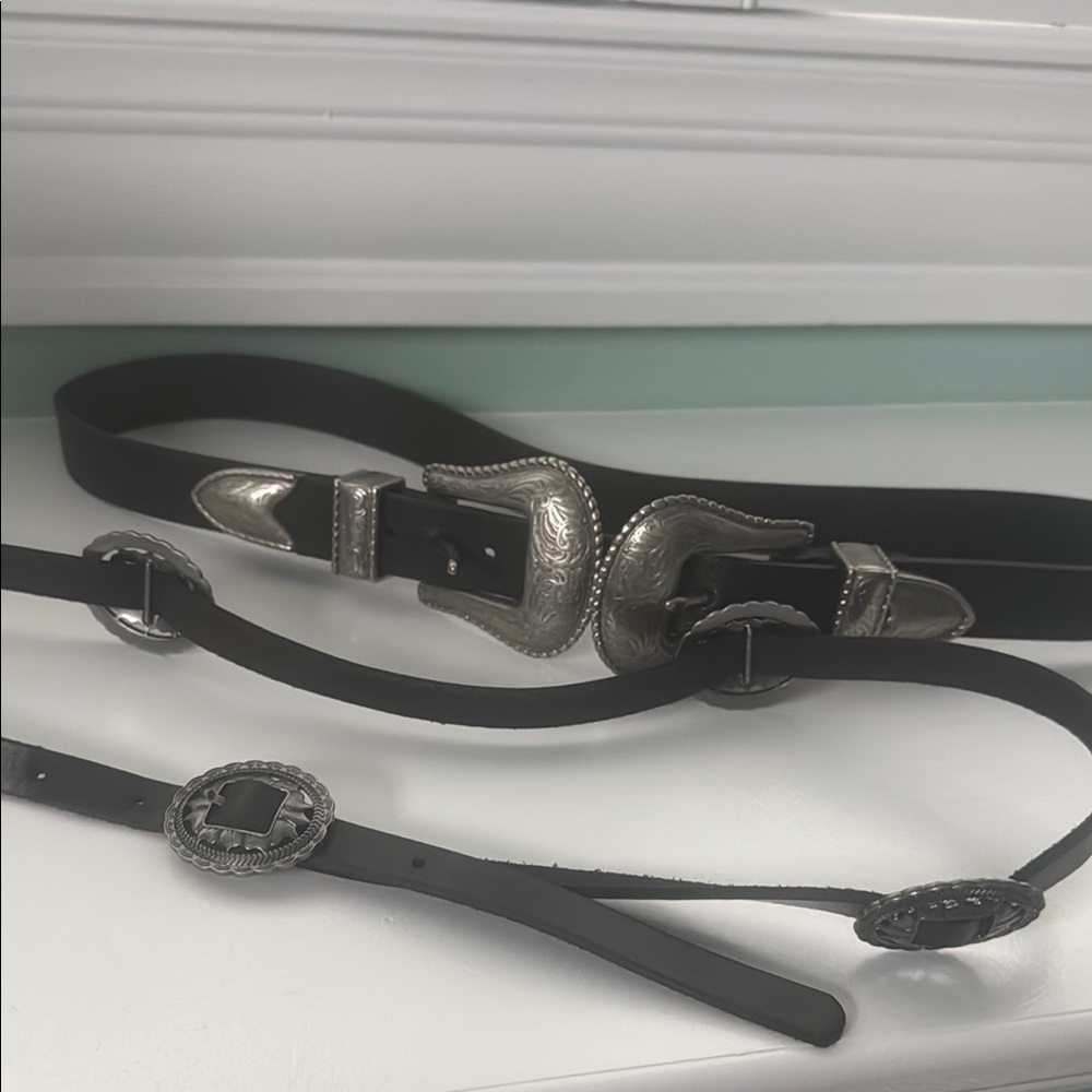 (2) Urban Outfitters Black and Silver Women's Belts